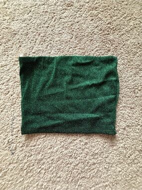 Hot & Delicious Green Sparkle Crop Tube Top